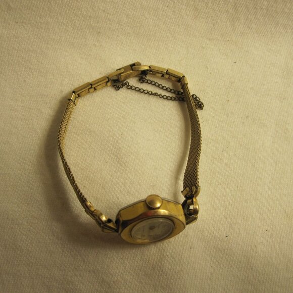 old Fairfax 10k Gold R.G.P. Wrist Watch & Band, 17 Jewels, Swiss, Safety Chain main image 5
